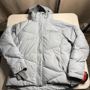 Columbia Omni-Heat Puffer Jacket XL Hooded Winter Coat Light Blue Insulated